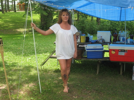 Wendy at our campsite at Lake in Peru,IN