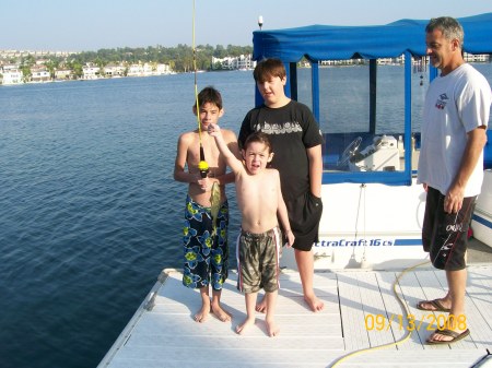 My 3 boys & me, sunfish at Mission Viejo Lake