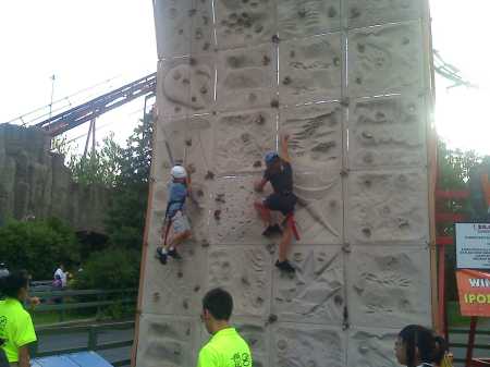 My daughter and nephew on the rock climb