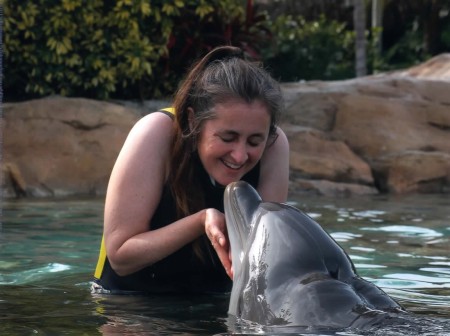 Kissing a dolphin in Florida
