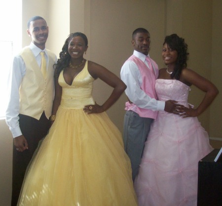 Britt, her date and best friends before prom