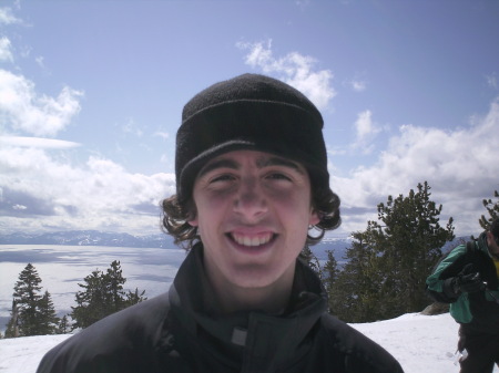 Tommy at Tahoe snowboarding