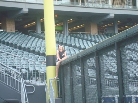 my daughter on the foul pole US Cellular Field