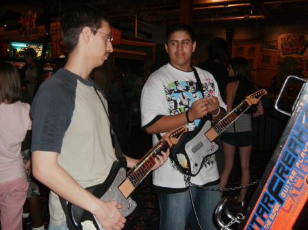 Andres and Bill playing Guitar Hero