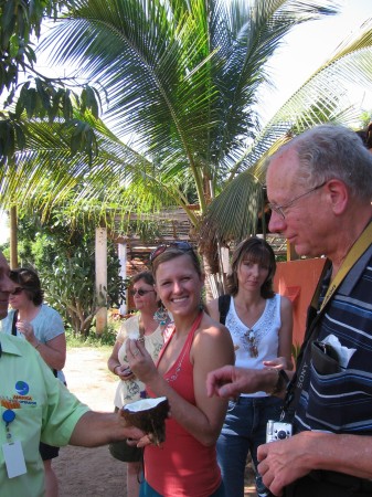 Tasting the coconut