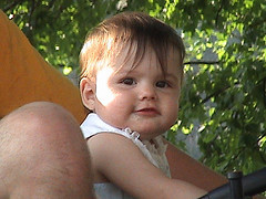 Keira and Casey on lawn mower