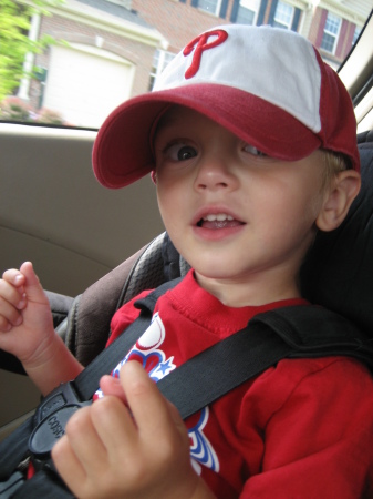 Off to Tommy's first Phillies game. 2008