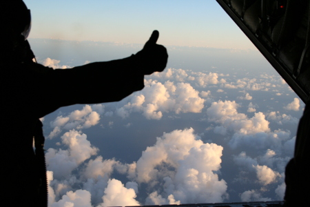 Jumpmaster giving the "Go" sign