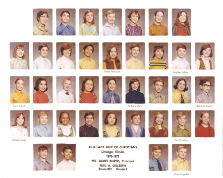 Mrs. Gillespie 5th Grade Class 1970-71