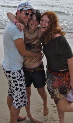 Daughter Erica (ctr) with friends in Oz
