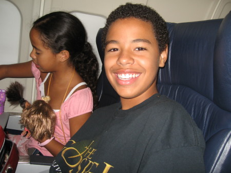 Devyn on the airplane