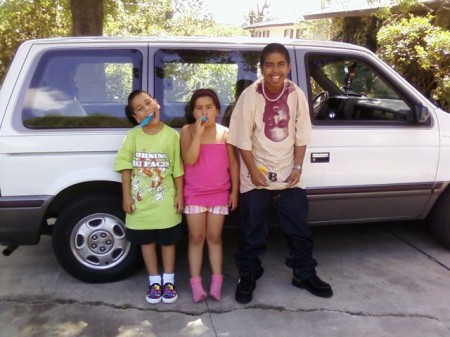 kids front of our van