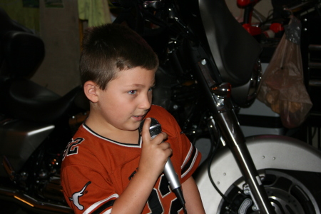 karaoke in the garage, oldest grandson