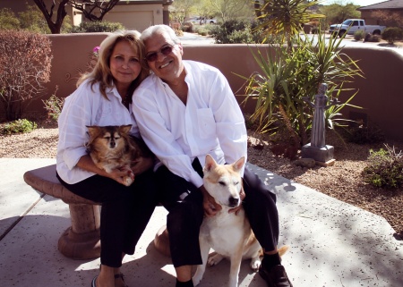Judy and Tony with our dogs, Hollywood & Jenna