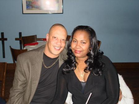 My wife Tamika and I at a Christmas dinner par