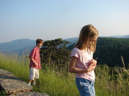 My kids on Skyline Drive