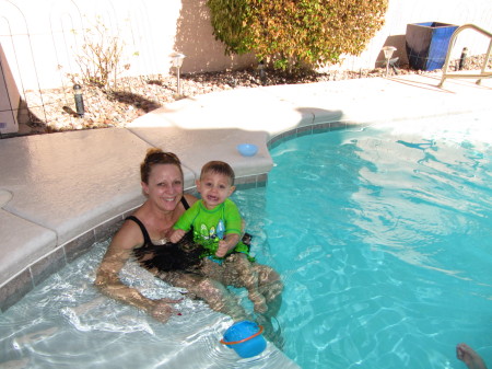 In the pool with Ethan!