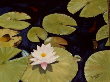 My Best Oil Painting - Waterlily and Koi