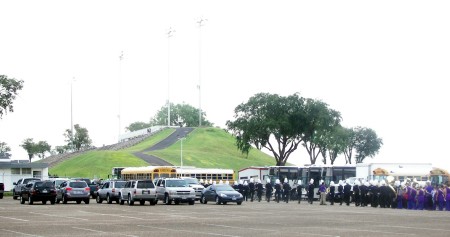 Canyon High Band marching in at half-time