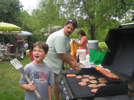 Son and grandson, July 4th party, 2008