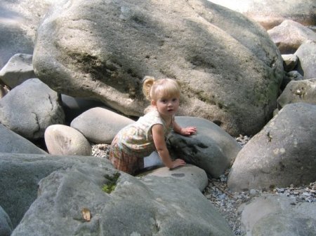 My sweet Bethany on the rocks! Age 2