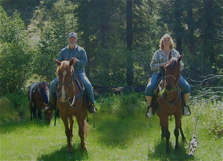 My husband and I horseback riding in Colorado.