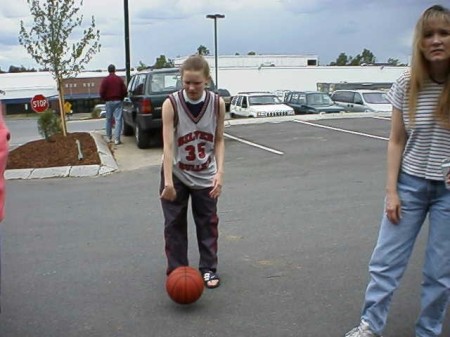 Kristen getting ready for an AAU Basketball