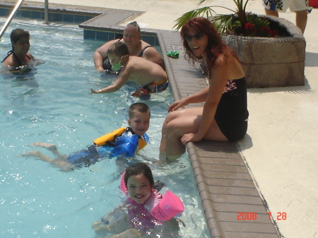 The kids and I by the pool