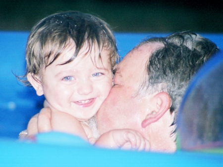 Tim and Seth in the pool