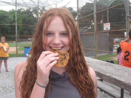 Eating cookie after brothers's BB game