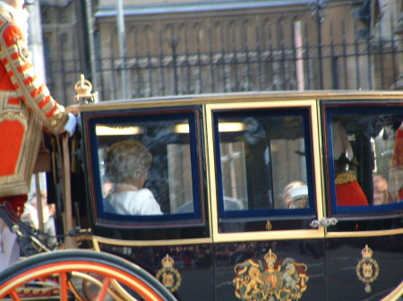 The queen of England near wesminster abby