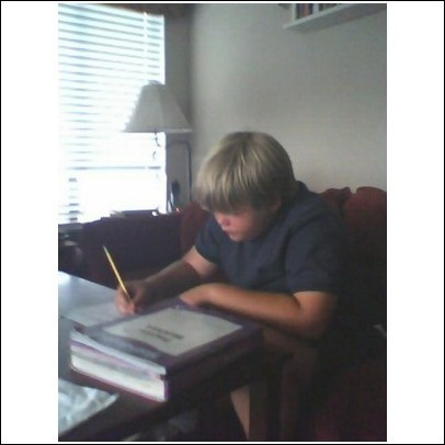 My other son, Nick, studying.