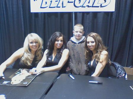 My son Austin with the Bengal's cheerleaders.