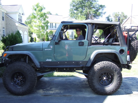 Diane in the Jeep