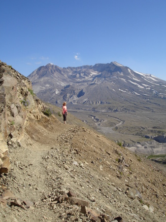 Deb on the trail to Spirit Lake