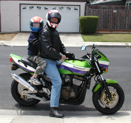 Dad and Johnny on Dad's Kawasaki