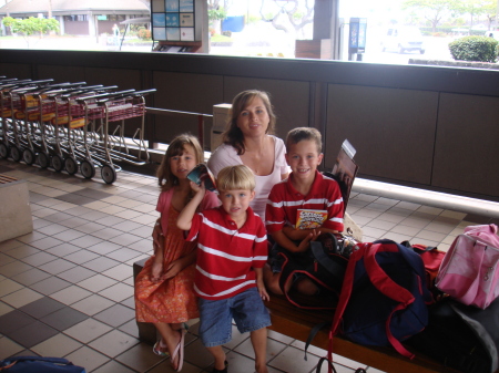 Me and the kids at the airport in Kona