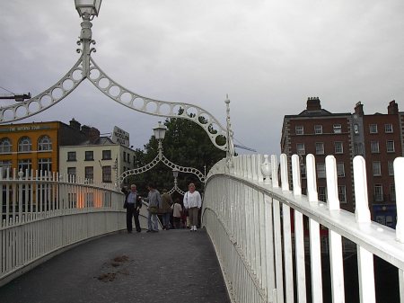 Diane on Ha-penny bridge in Dublin Ireland