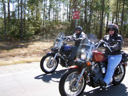 Wife and I on ride to Savannah, Ga.