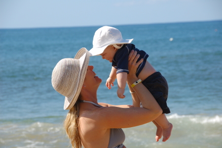 Mommy and Ryan on the beach.