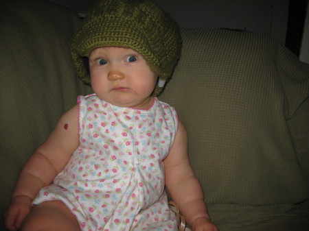 Grace in mommy's hat
