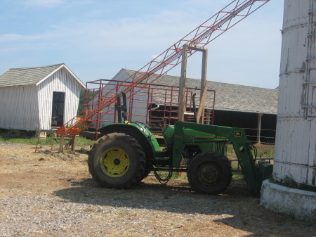 Back of barn and one of our John Deeres