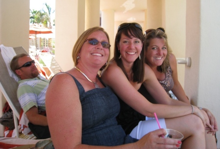 LaRee, Lisa and I - poolside at 20 yr. reunion