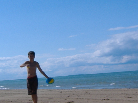 Jake playin catch with dad