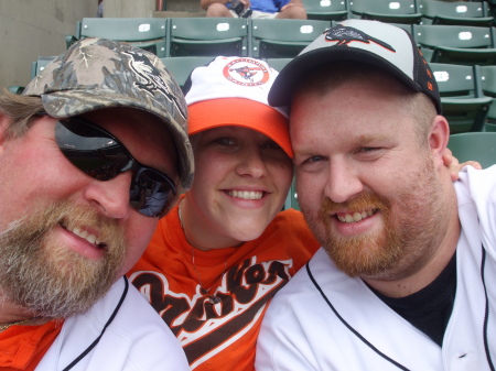 My kids and hubby at the O's game