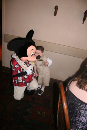 Zachary at breakfast with mickey