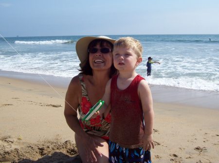 Angelo and Gran flying a kite 7/08