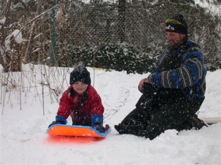 JT & Tim 2008 Sleigh riding