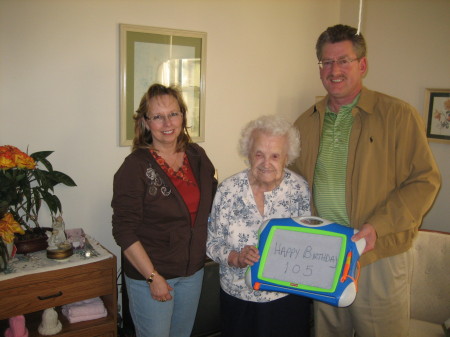 Bob & I with Grandma Betty celebrating 105!!!