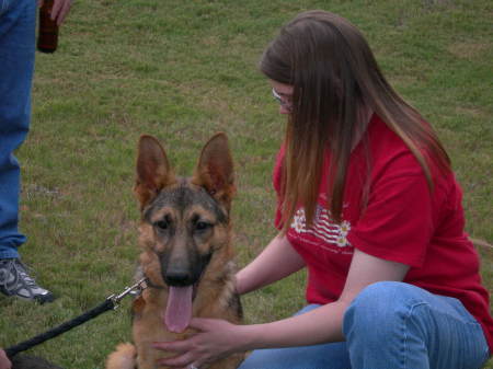 My daughter in law with Armani (puppy)